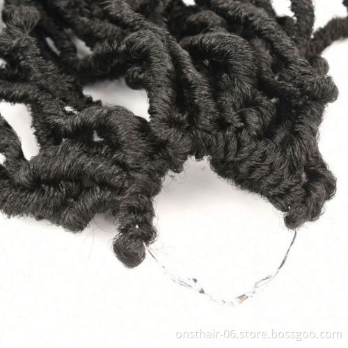 MYZYR Bohemian Faux Locs Curly Crochet Braiding Hair 21Strands Crochet Hair Extensions 36Inch Synthetic Hair Ombre Braids
